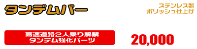 フュージョン用 タンデムバー ￥20,000（税込）
